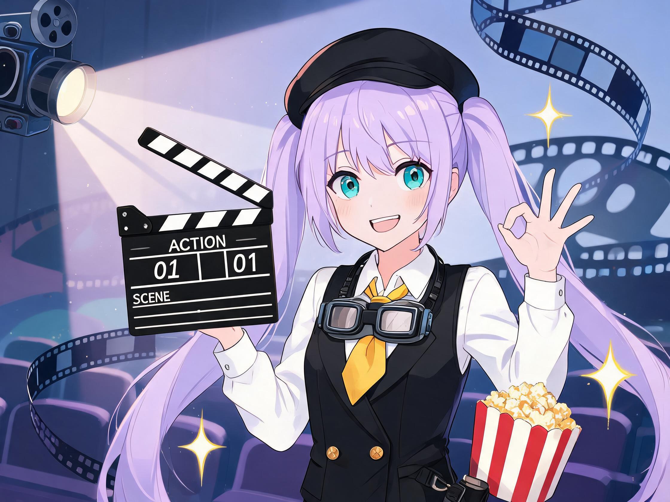 逍烦酱放映模式立绘：导演装扮手持场记板